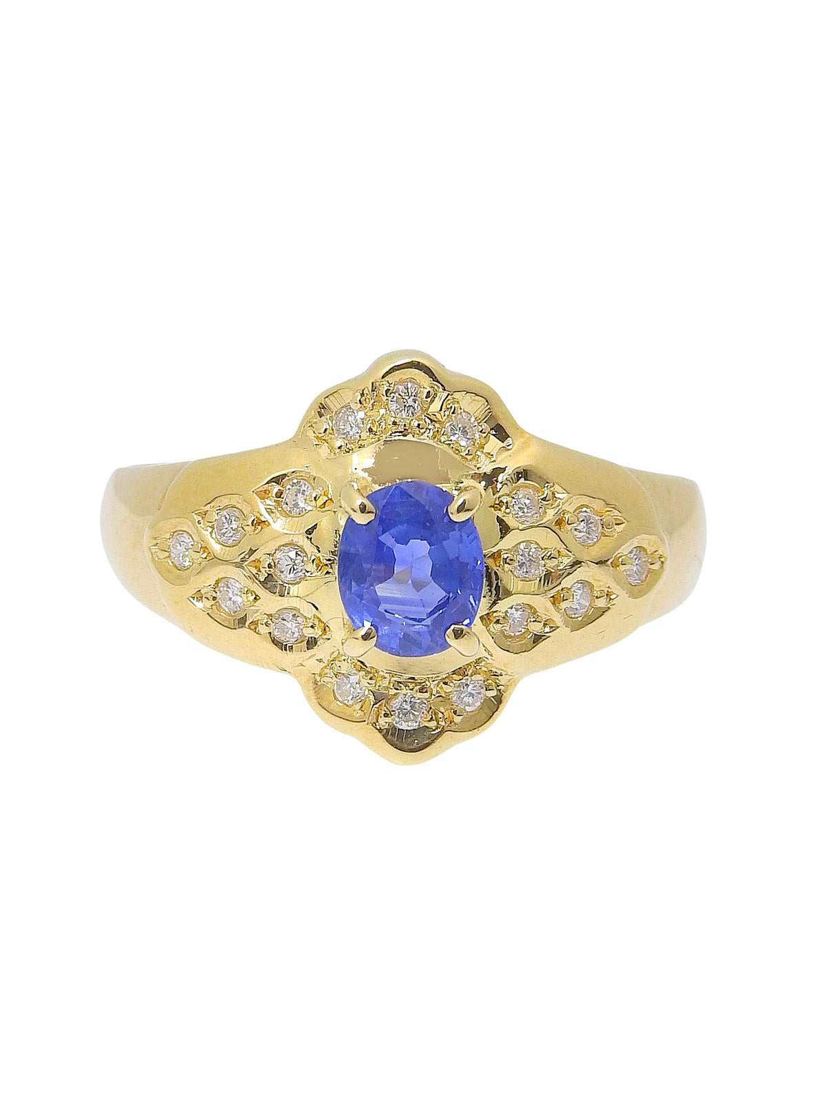 K18ダイヤモンドサファイアリング ゴールド/ブルー