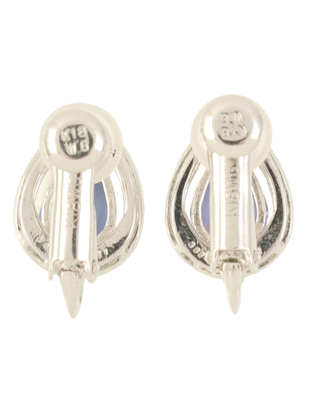 18K坦桑石水滴形耳环，银色/紫色