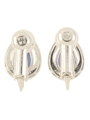 18K坦桑石水滴形耳环，银色/紫色