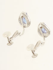 18K坦桑石水滴形耳环，银色/紫色