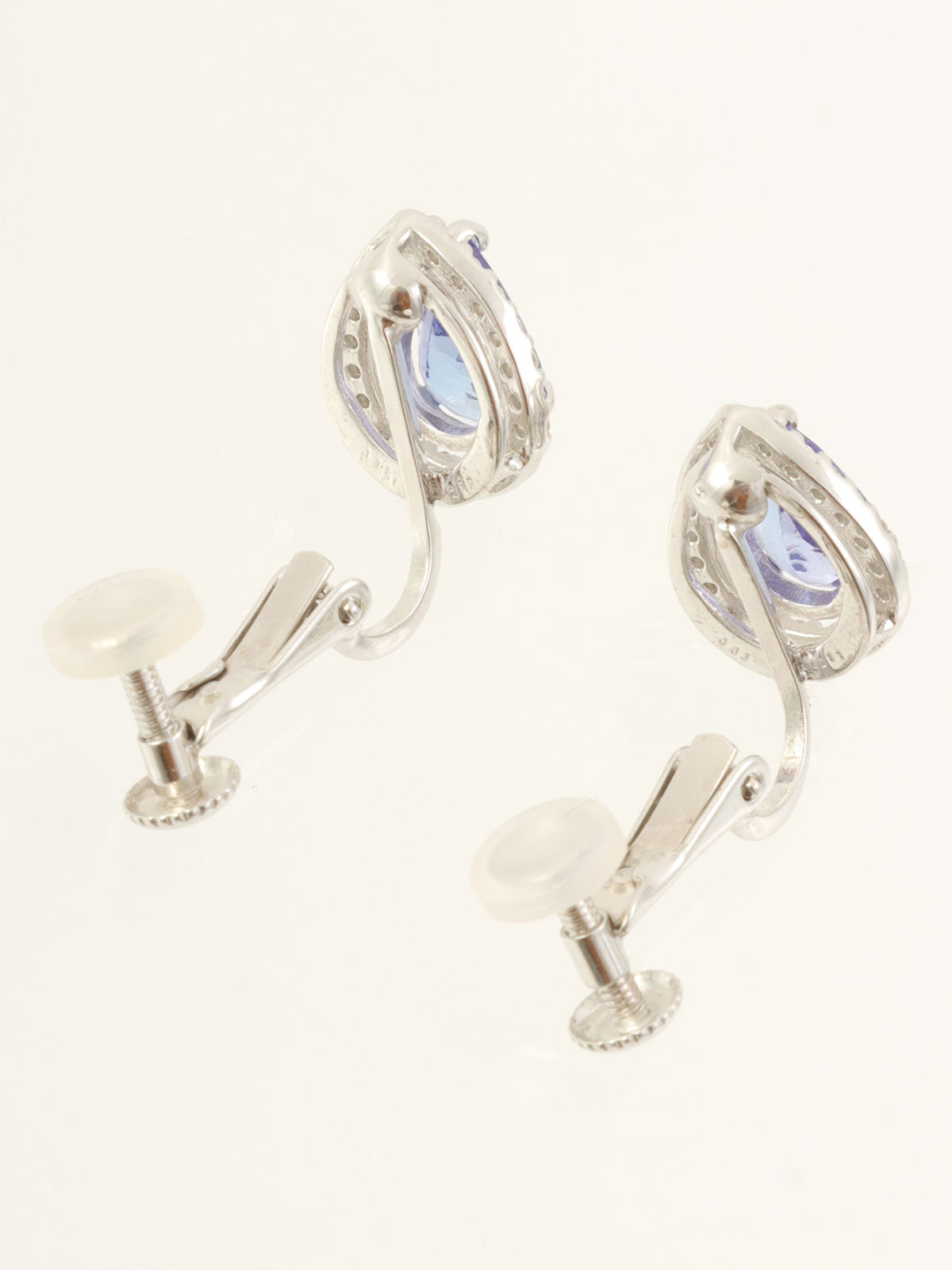 18K坦桑石水滴形耳环，银色/紫色