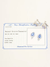 18K坦桑石水滴形耳环，银色/紫色