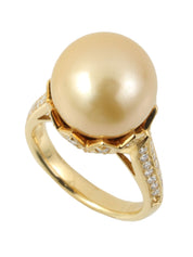18Kダイヤモンドパールリング ゴールド