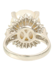Platinum South Sea Pearl Diamond Ring #56 Silver