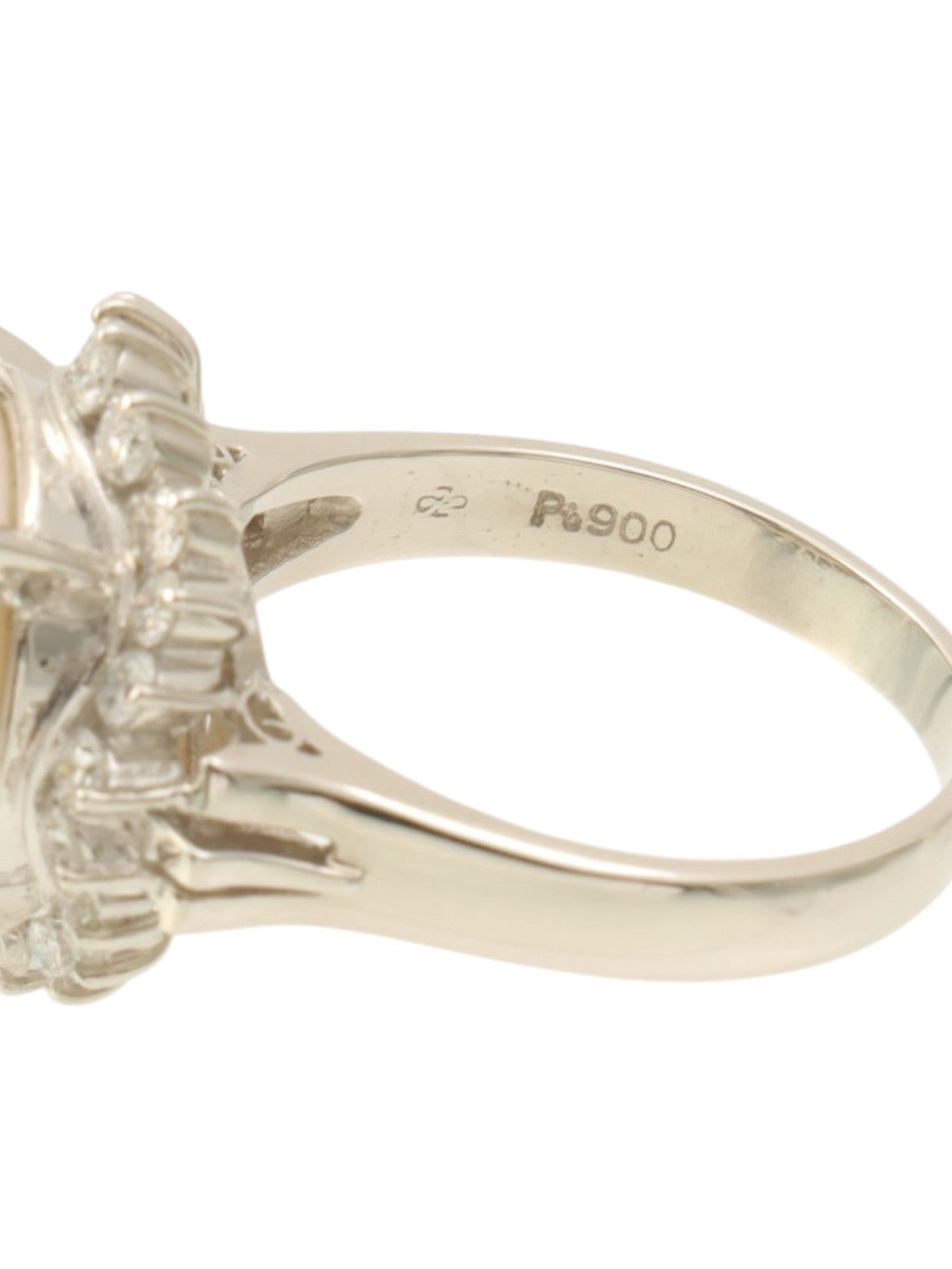 Platinum South Sea Pearl Diamond Ring #56 Silver