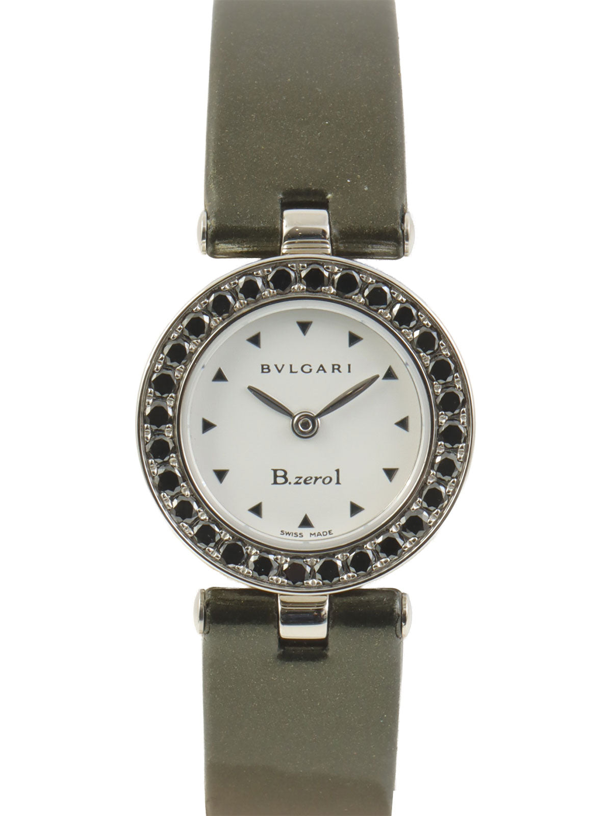18Kブラックダイヤベゼルビーゼロワンウォッチ シルバー/カーキ