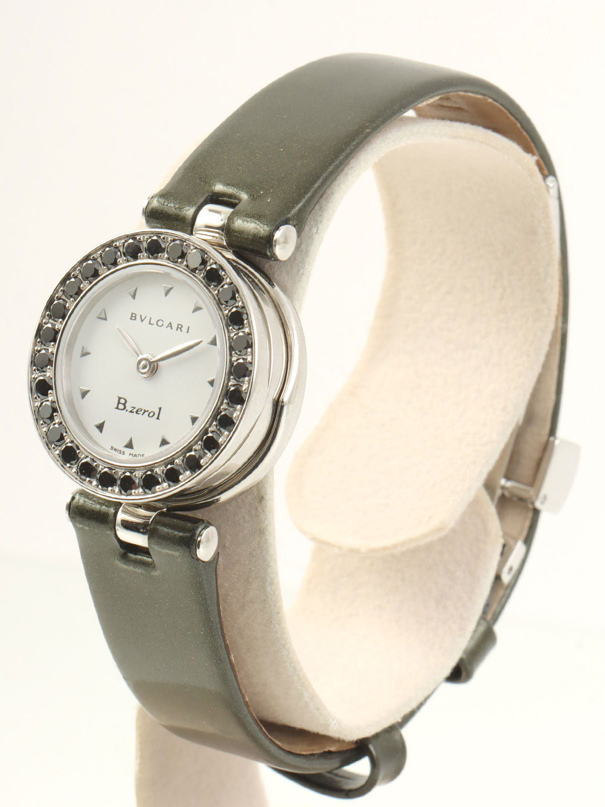 18Kブラックダイヤベゼルビーゼロワンウォッチ シルバー/カーキ