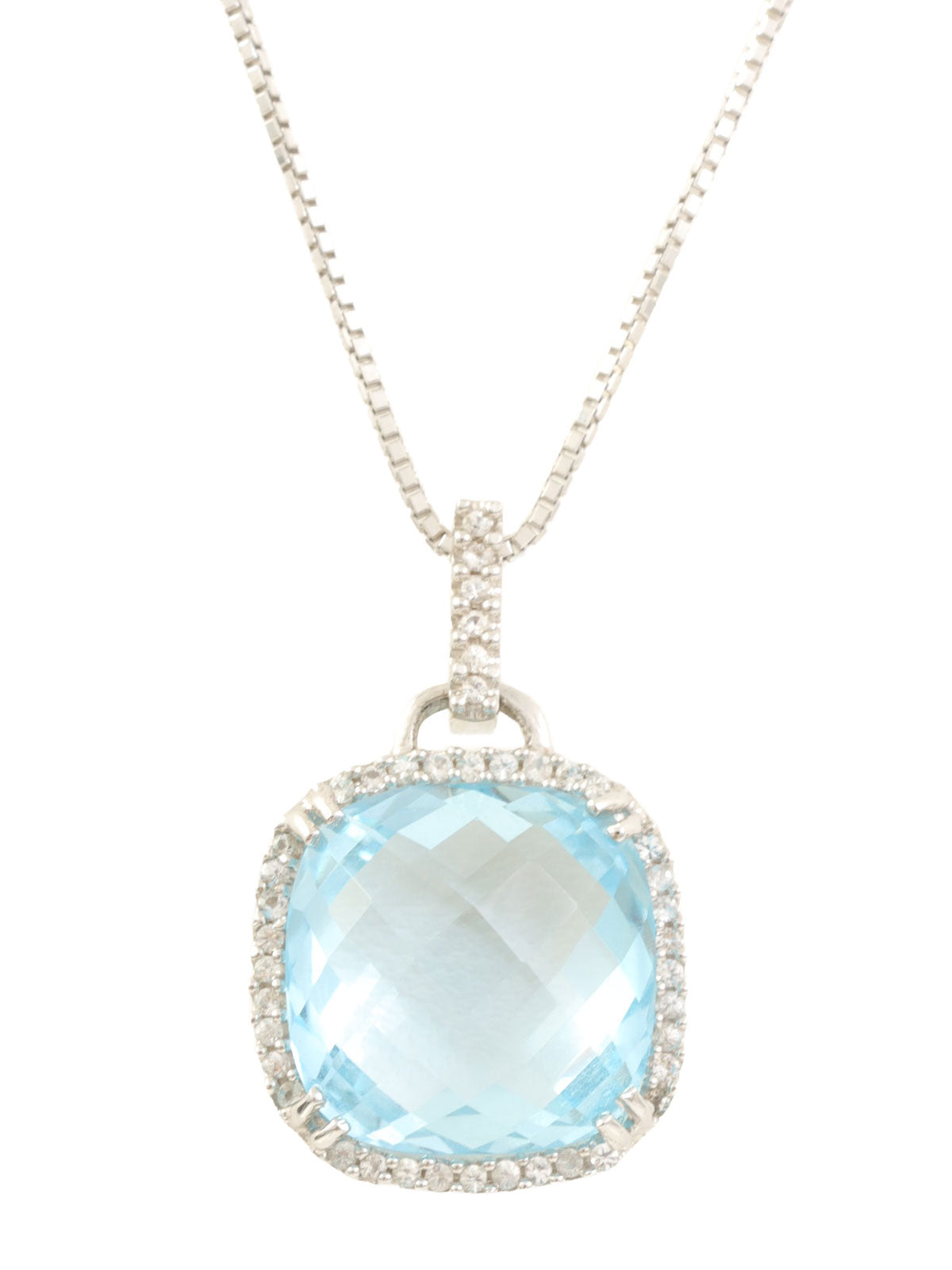 18Kブルートパーズダイヤモンドネックレス シルバー/ライトブルー