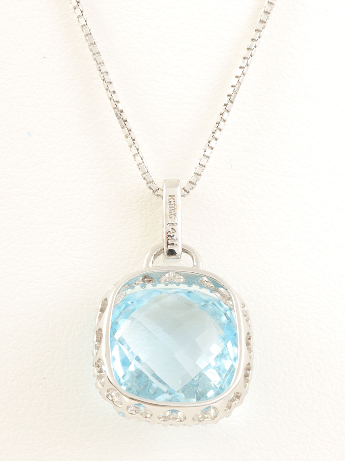 18Kブルートパーズダイヤモンドネックレス シルバー/ライトブルー