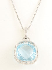 18Kブルートパーズダイヤモンドネックレス シルバー/ライトブルー