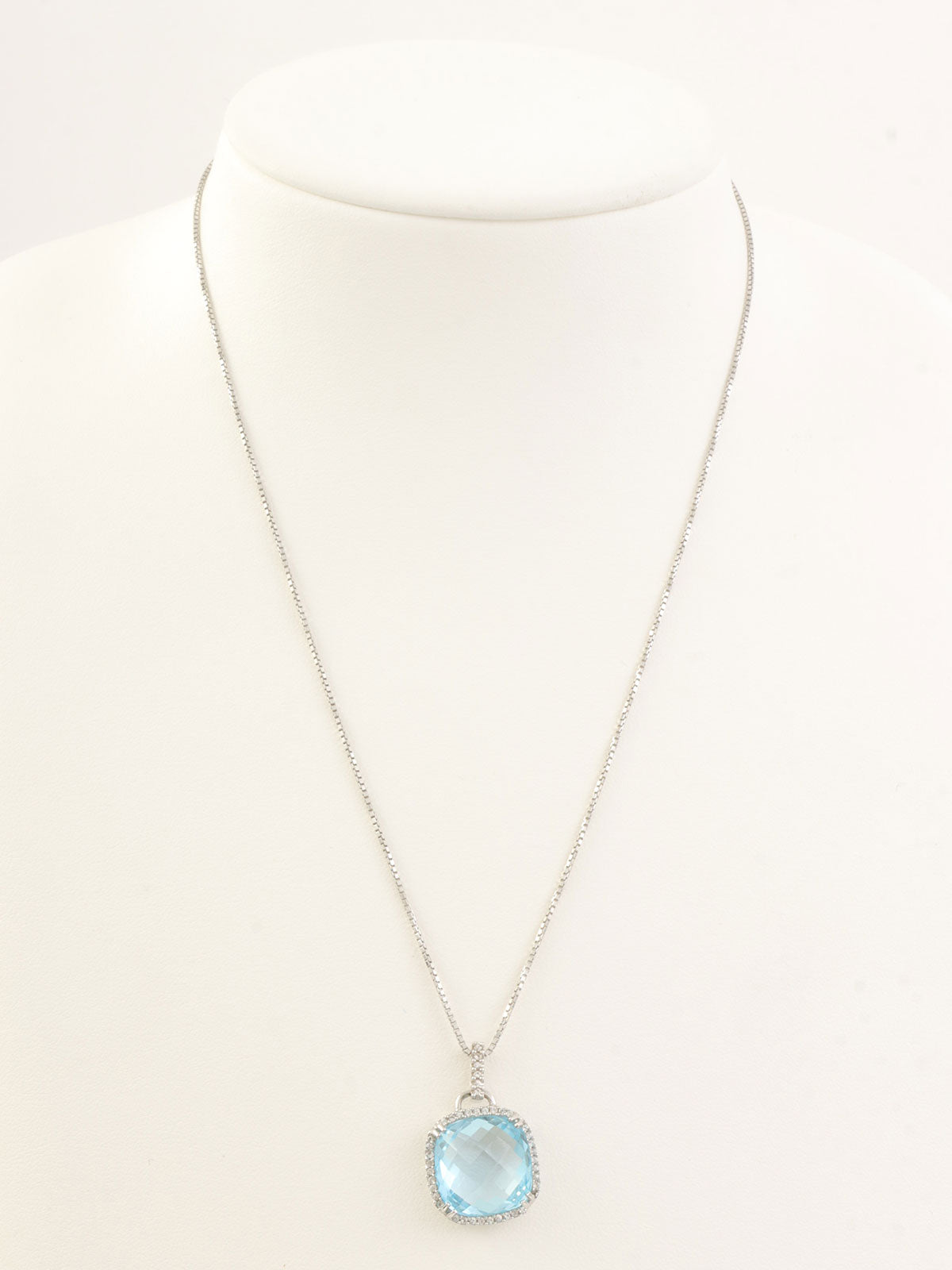 18Kブルートパーズダイヤモンドネックレス シルバー/ライトブルー