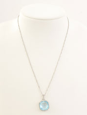 18Kブルートパーズダイヤモンドネックレス シルバー/ライトブルー