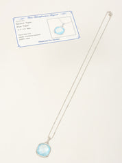 18Kブルートパーズダイヤモンドネックレス シルバー/ライトブルー