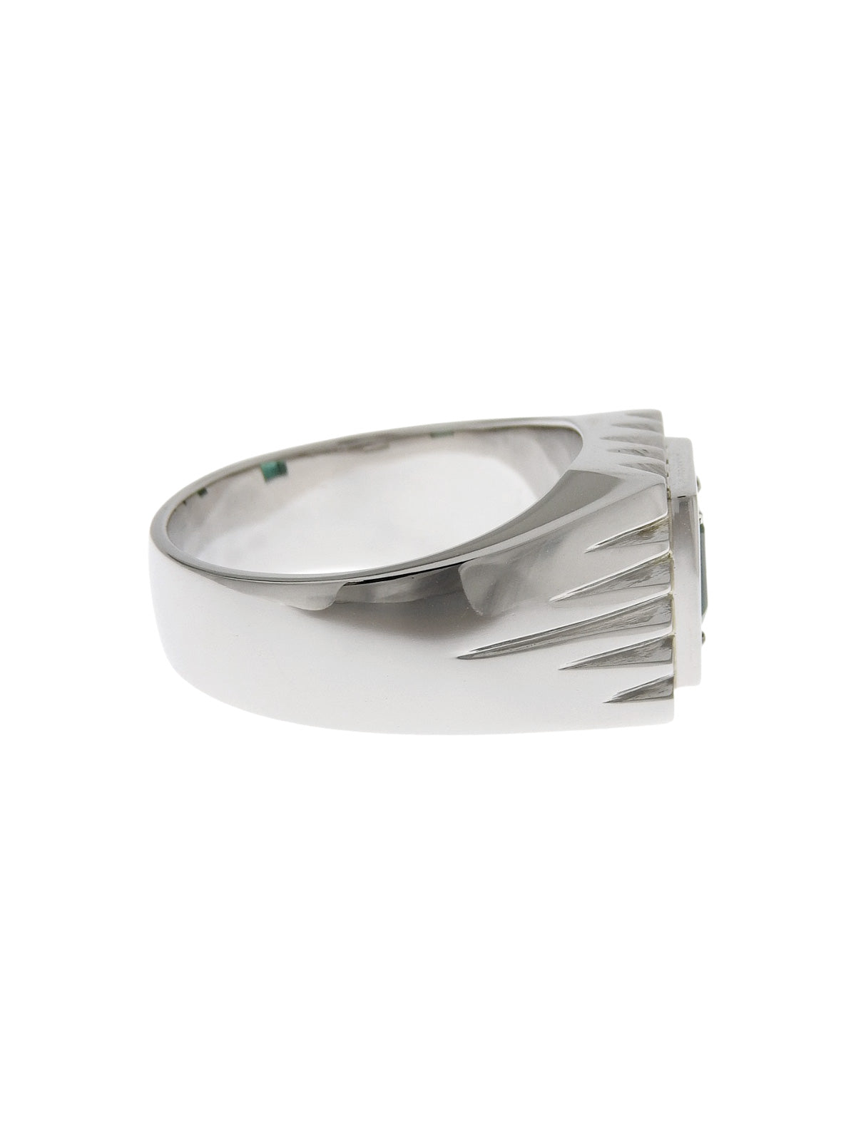 プラチナエメラルドデザインリング シルバー/グリーン