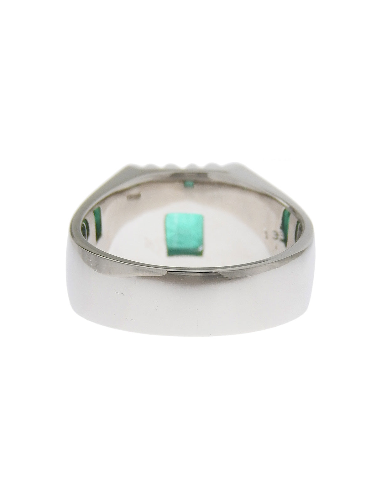 プラチナエメラルドデザインリング シルバー/グリーン