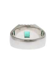 プラチナエメラルドデザインリング シルバー/グリーン