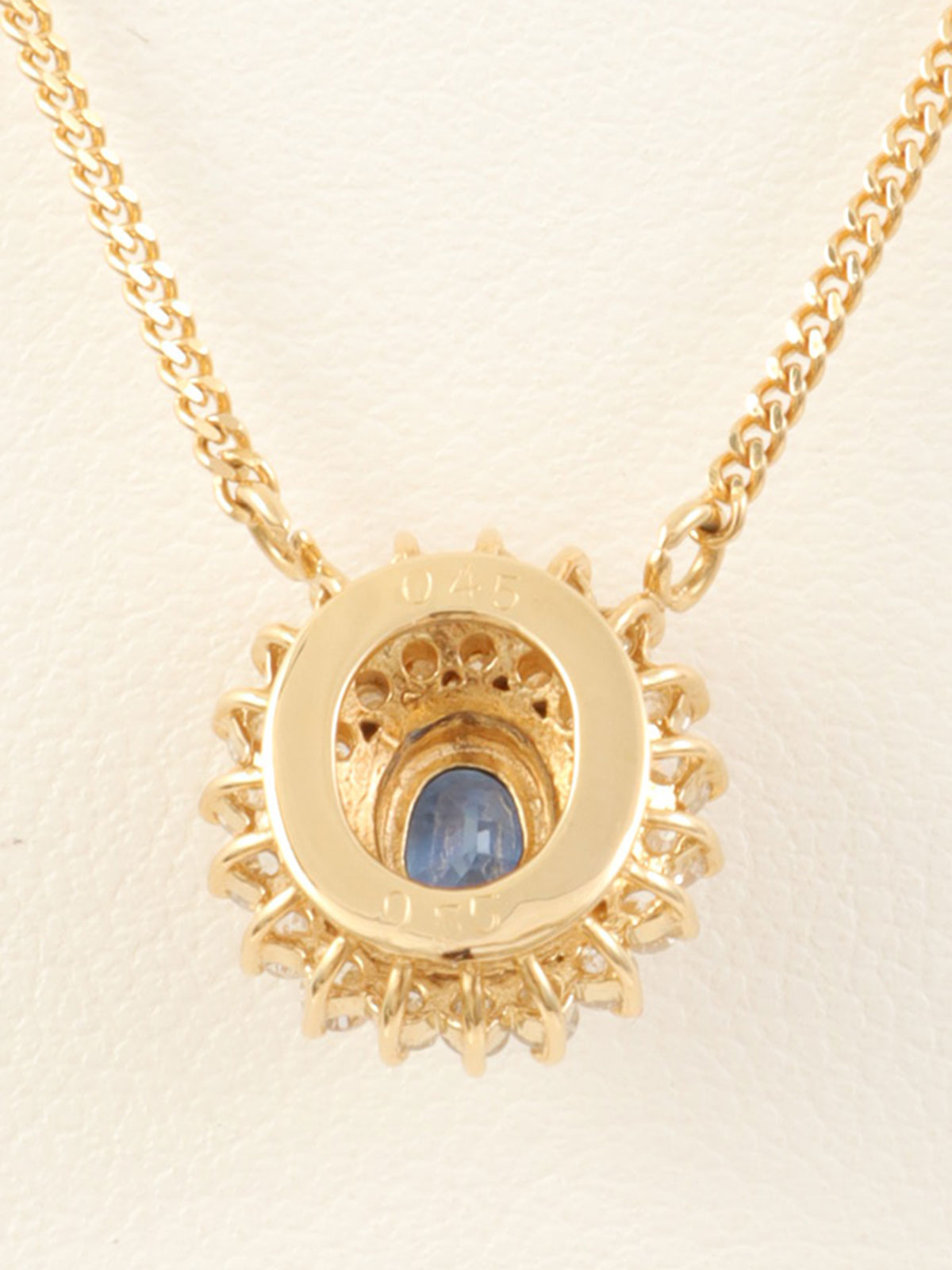 18K Gold/Blue Sapphire and Diamond Oval Necklace