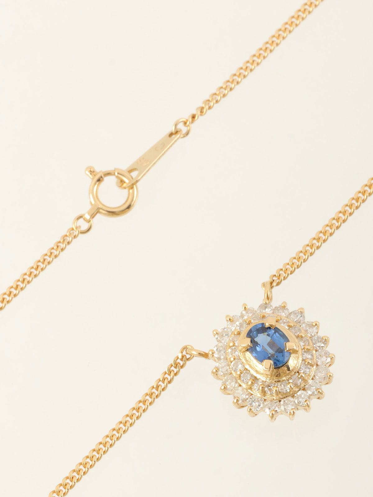 18K Gold/Blue Sapphire and Diamond Oval Necklace