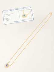 18K Gold/Blue Sapphire and Diamond Oval Necklace