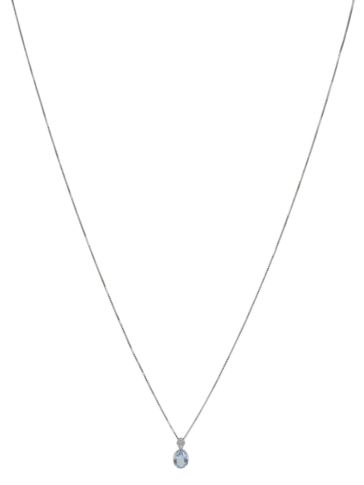 18K Aquamarine Diamond Necklace in Silver/Light Blue