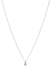 18K Aquamarine Diamond Necklace in Silver/Light Blue
