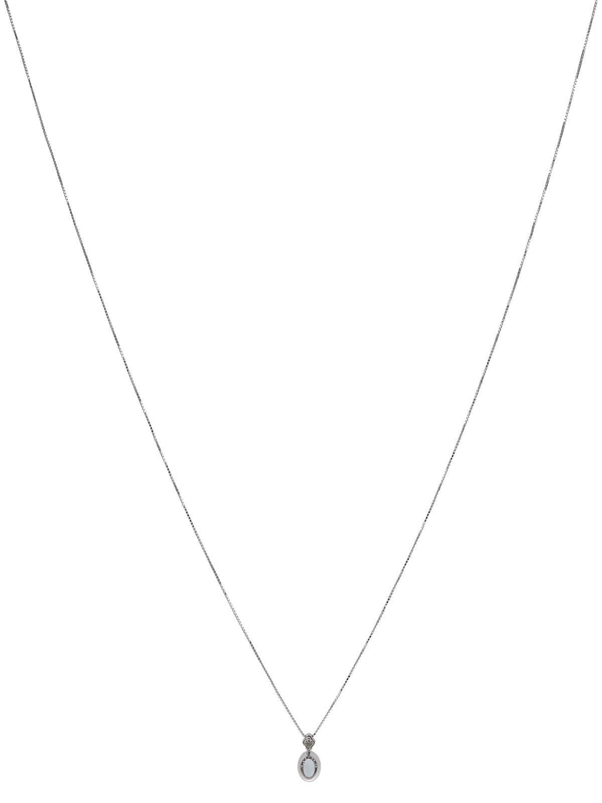 18K Aquamarine Diamond Necklace in Silver/Light Blue