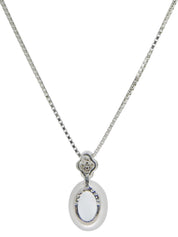 18K Aquamarine Diamond Necklace in Silver/Light Blue