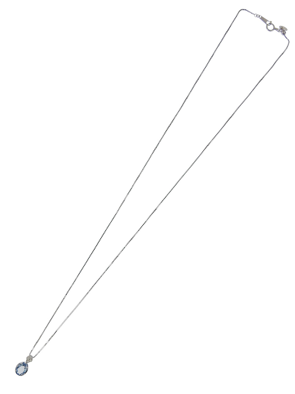 18Kアクアマリンダイヤモンドネックレス シルバー/ライトブルー