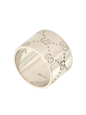 18K 银质宽版图标戒指