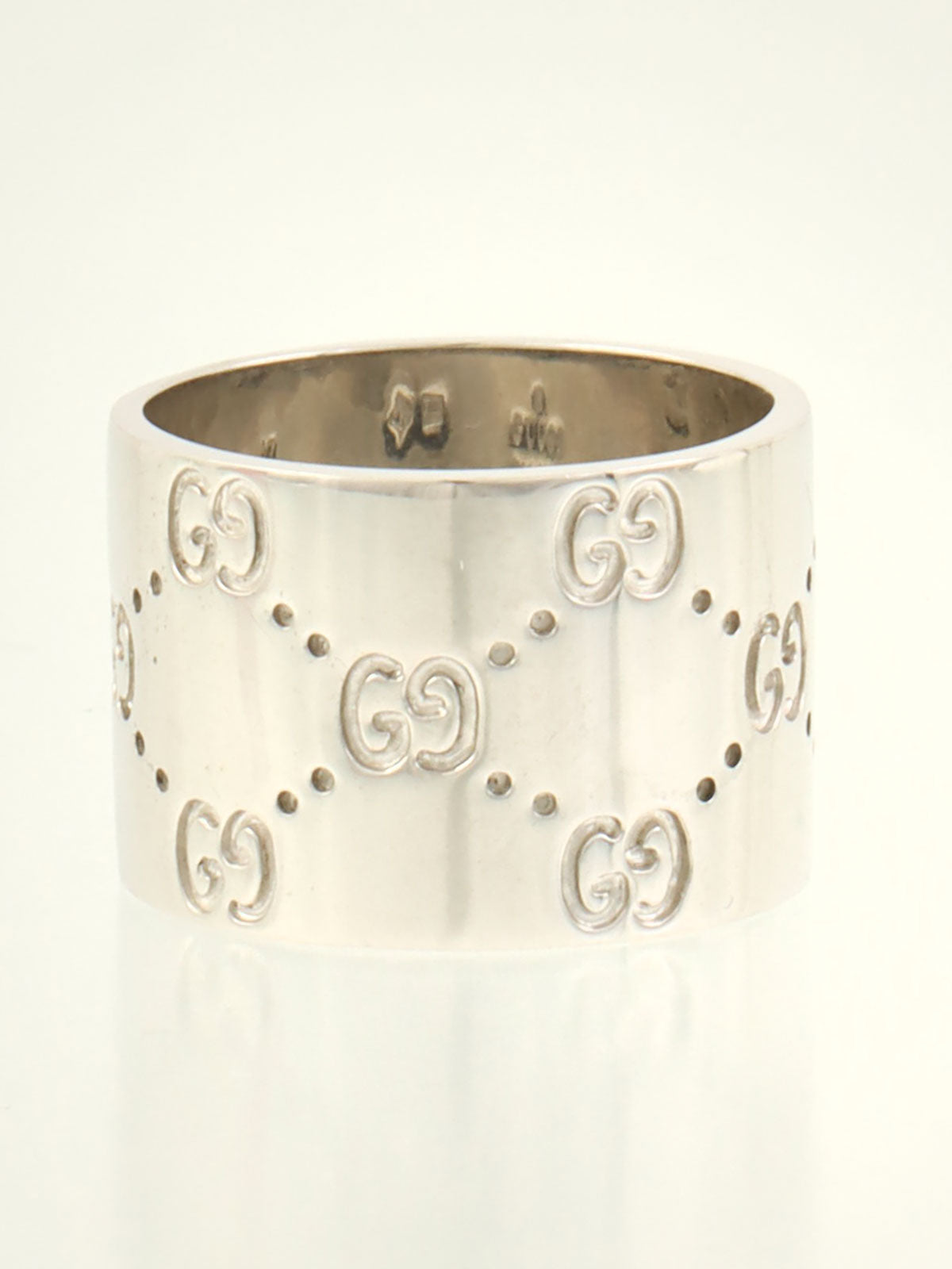 18K 银质宽版图标戒指