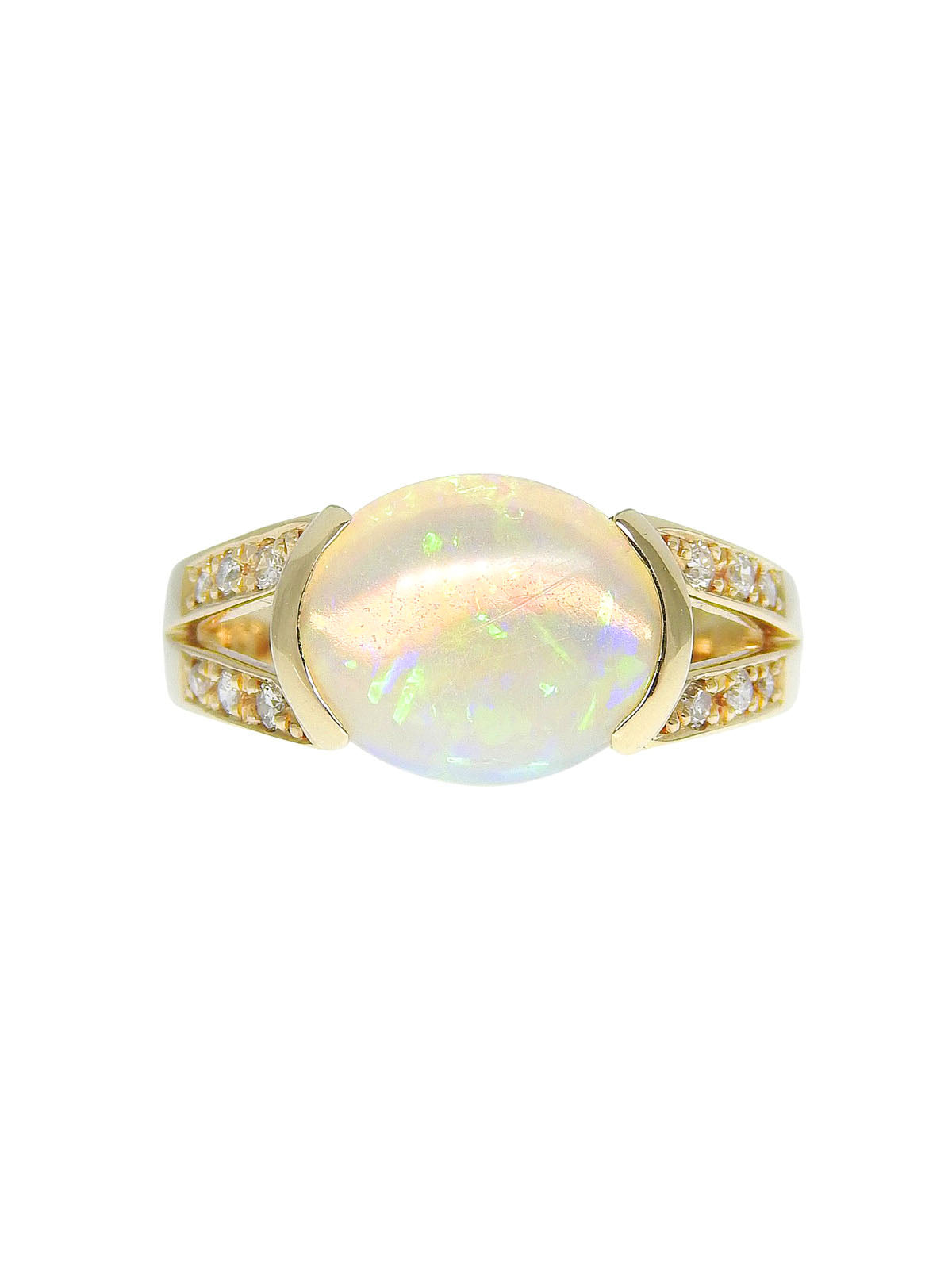18K Gold/Multi Opal Diamond Ring