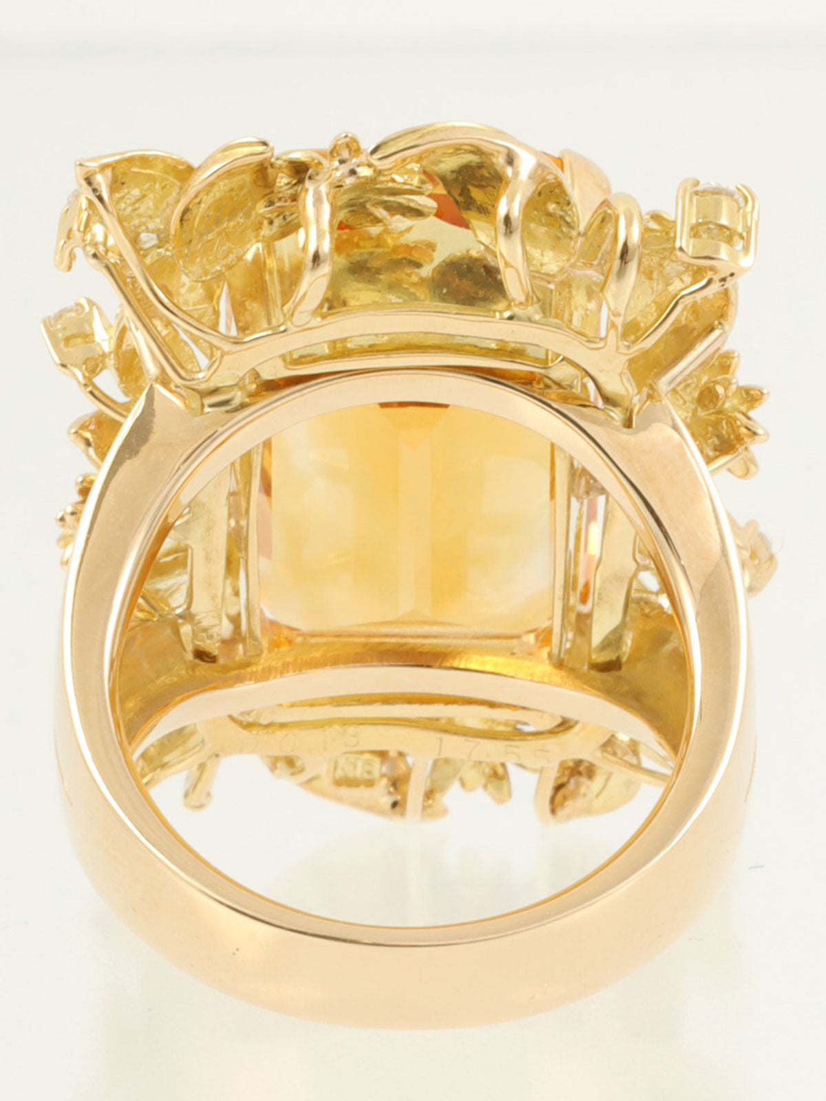 18K Gold/Orange Citrine and Diamond Flower Design Ring