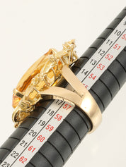 18K Gold/Orange Citrine and Diamond Flower Design Ring