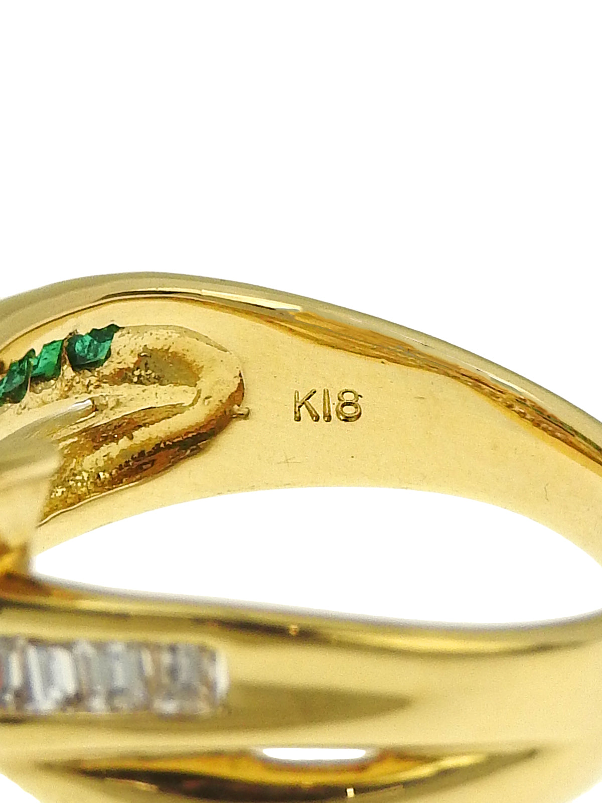 K18ダイヤモンドエメラルドリング ゴールド/グリーン