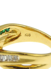 K18ダイヤモンドエメラルドリング ゴールド/グリーン