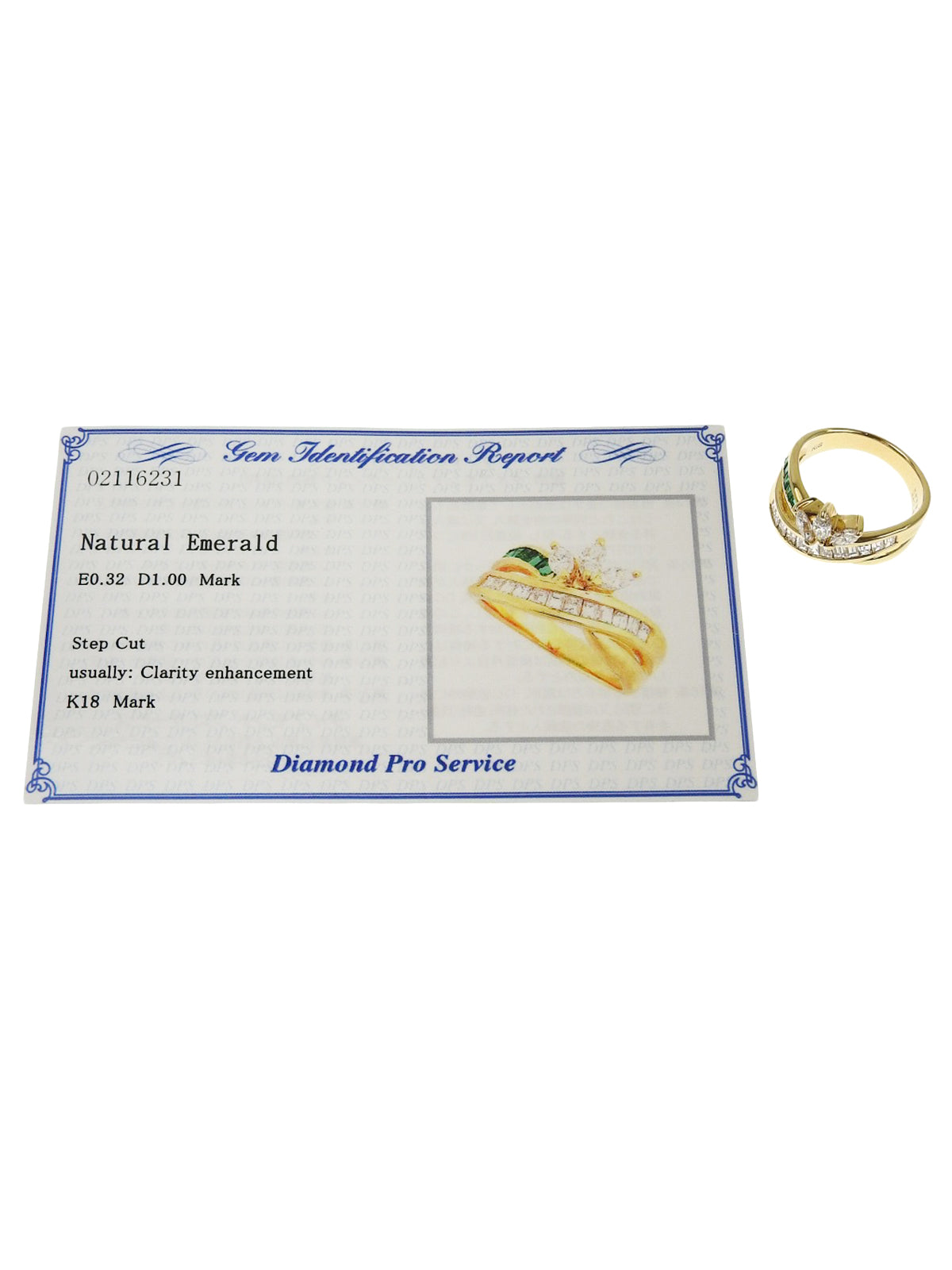 K18ダイヤモンドエメラルドリング ゴールド/グリーン