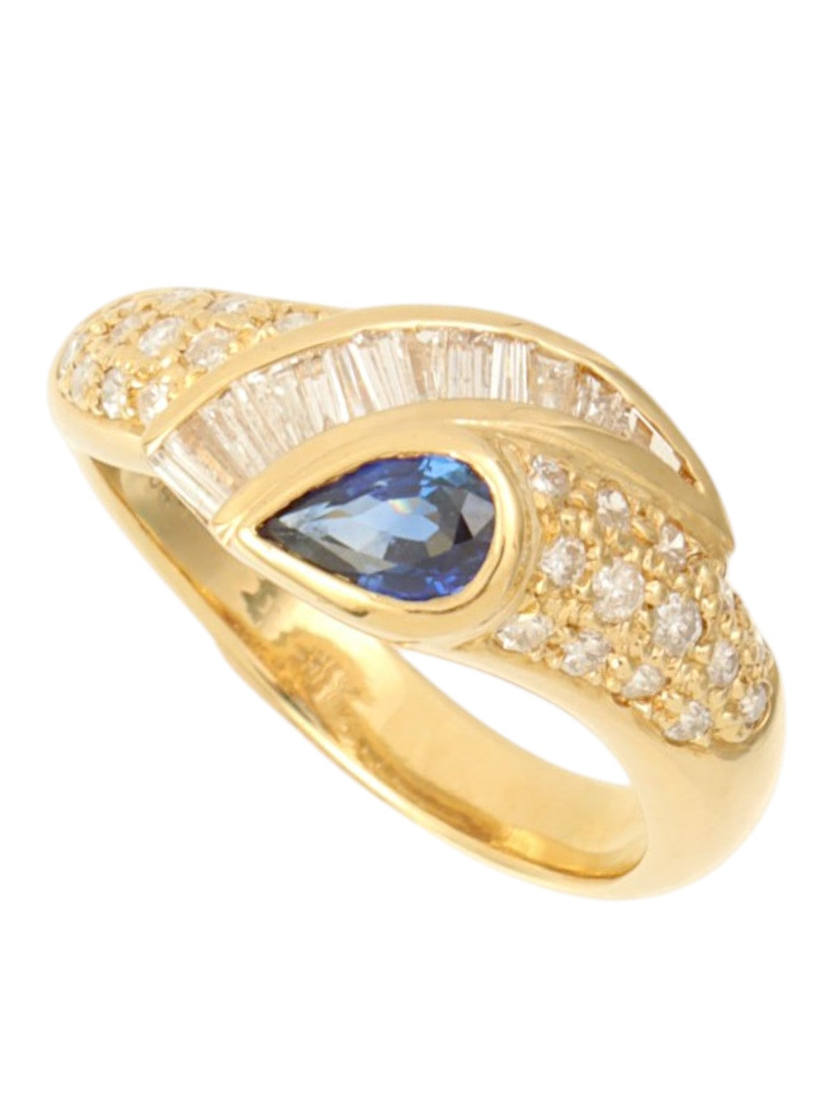 18K Sapphire Diamond Design Ring #53 Gold/Blue