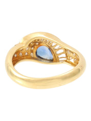 18K Sapphire Diamond Design Ring #53 Gold/Blue