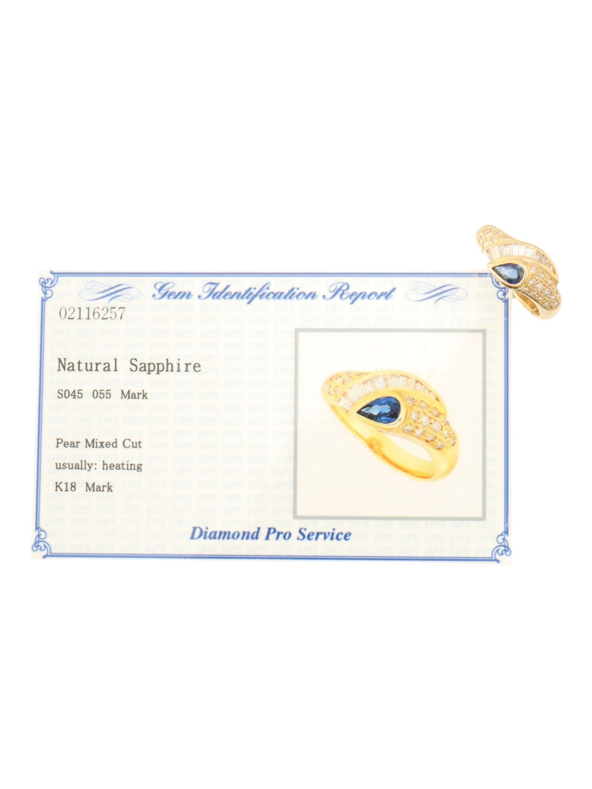 18K Sapphire Diamond Design Ring #53 Gold/Blue