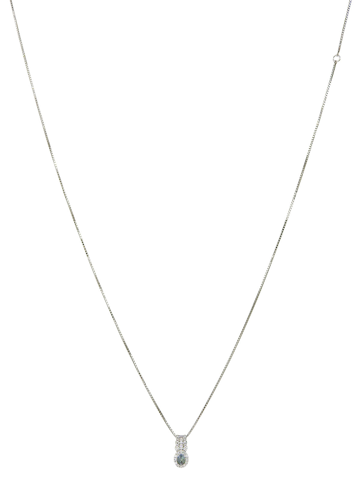 Platinum Alexandrite Diamond Design Motif Necklace in Green/Silver