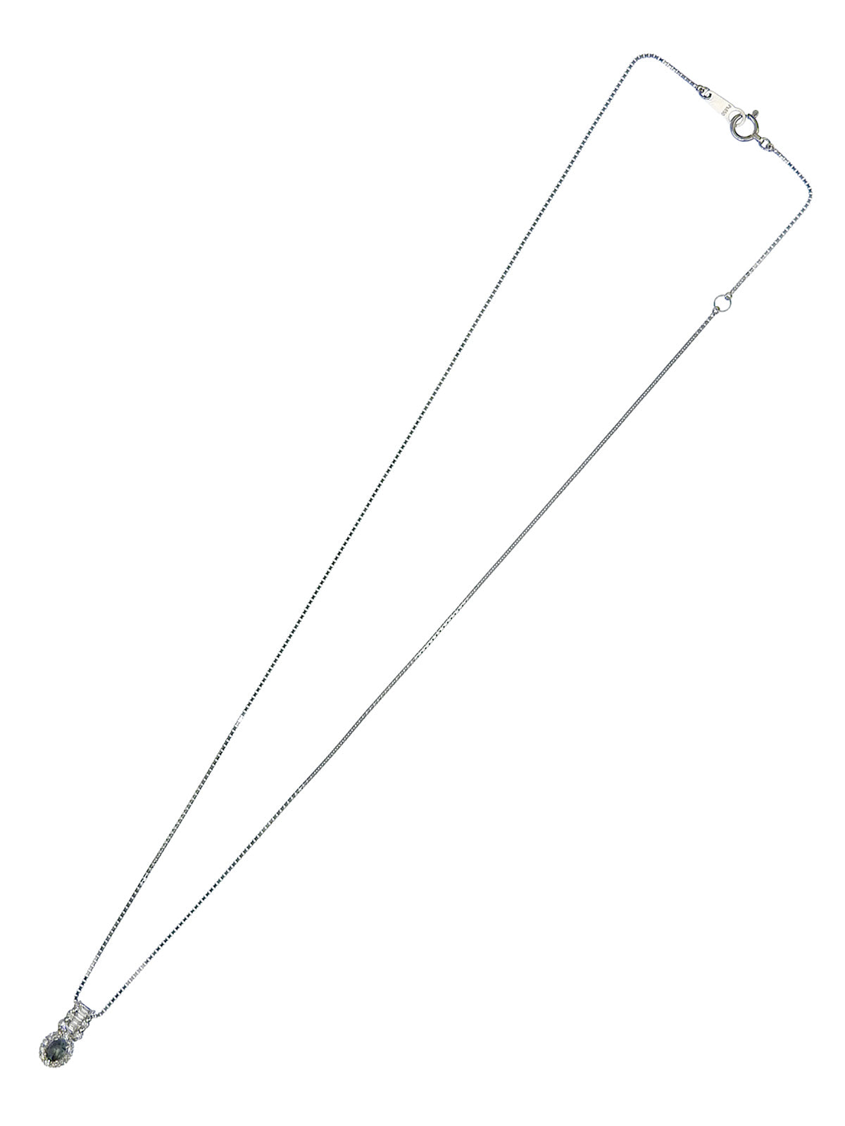 Platinum Alexandrite Diamond Design Motif Necklace in Green/Silver