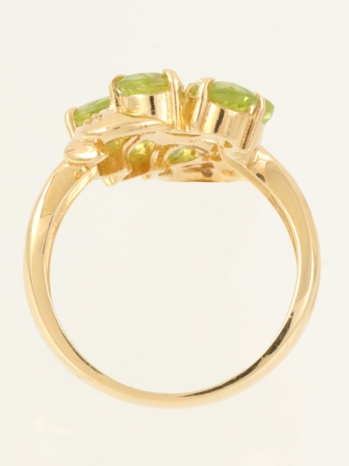 18Kイエローゴールドペリドットダイヤモンドデザインリング ゴールド/グリーン