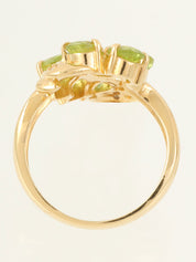 18Kイエローゴールドペリドットダイヤモンドデザインリング ゴールド/グリーン