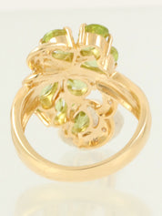 18K Yellow Gold Peridot Diamond Design Ring Gold/Green