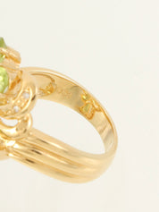18K Yellow Gold Peridot Diamond Design Ring Gold/Green