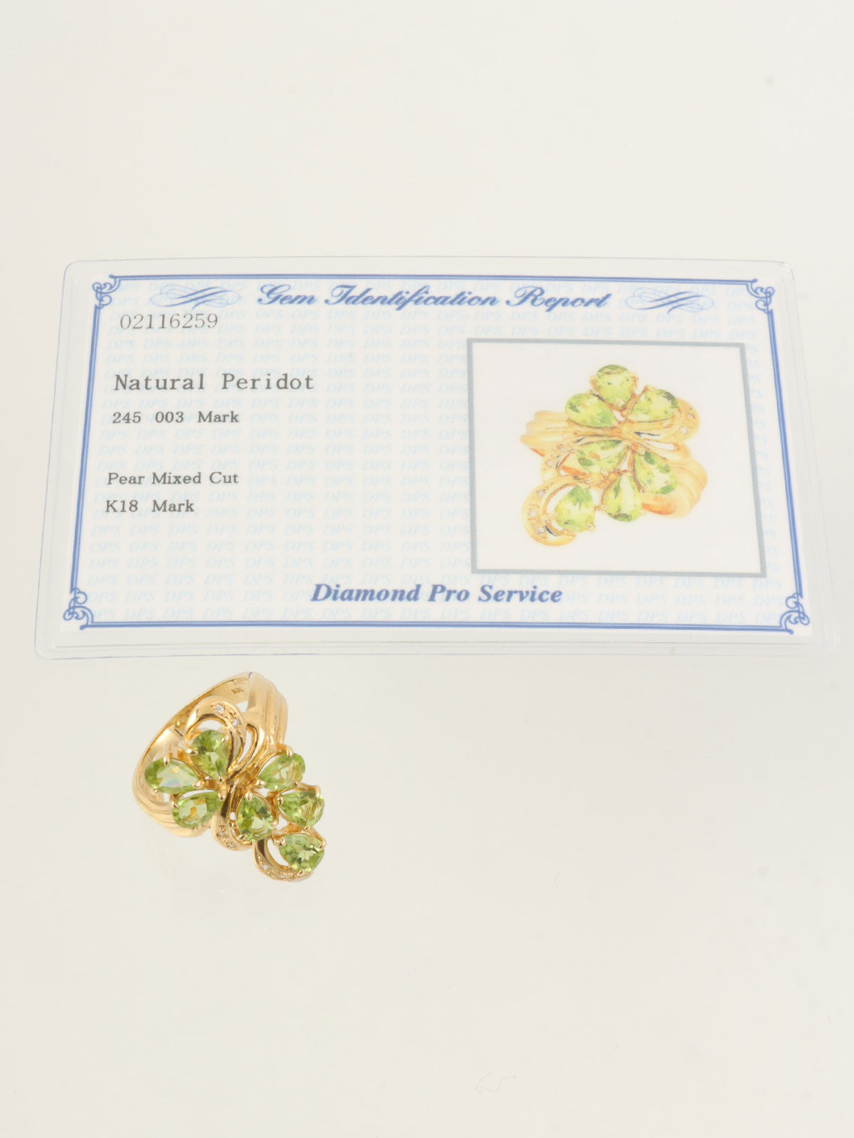 18K Yellow Gold Peridot Diamond Design Ring Gold/Green
