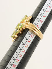 18Kイエローゴールドペリドットダイヤモンドデザインリング ゴールド/グリーン