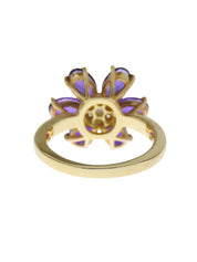 18K 紫水晶钻石花形戒指（金色/紫色）