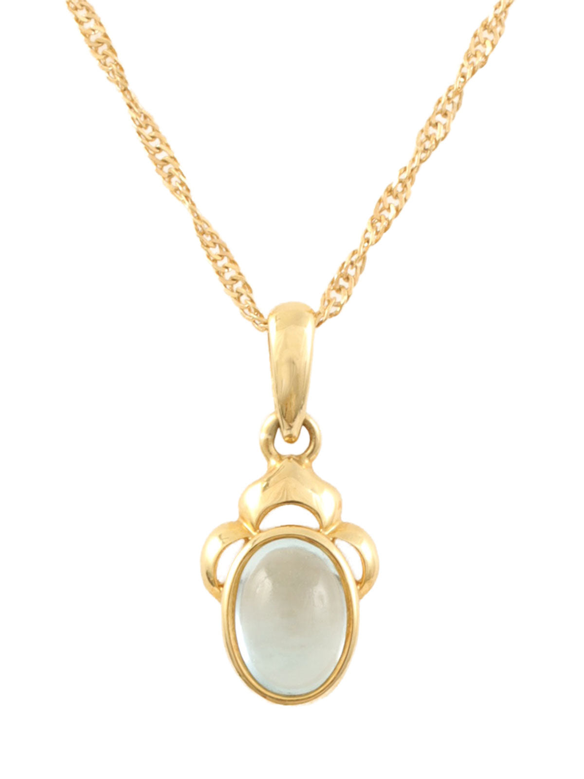 18K Gold/Light Blue Blue Topaz Cabochon Necklace