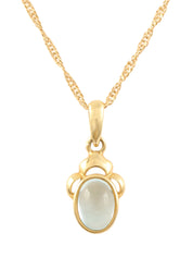 18K Gold/Light Blue Blue Topaz Cabochon Necklace